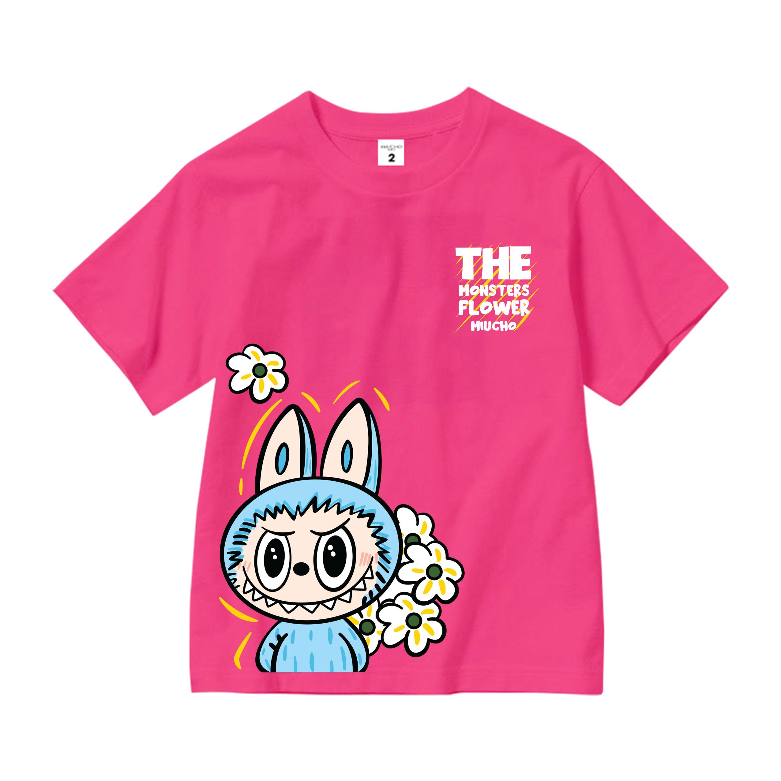 Áo thun bé gái labubu dễ thương nhiều màu sắc AED1465 Miucho Kid vải cotton thoáng mát cổ tròn in graphic_thumbnail_12