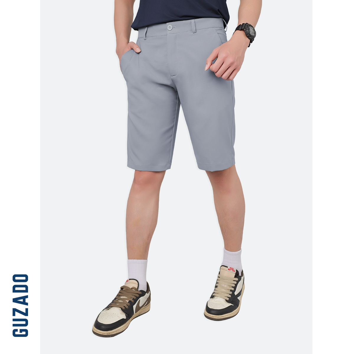 Quần Short Tây Âu Nam GUZADO Kaki Giữ Form Cạp Cúc GSR15_thumbnail_16