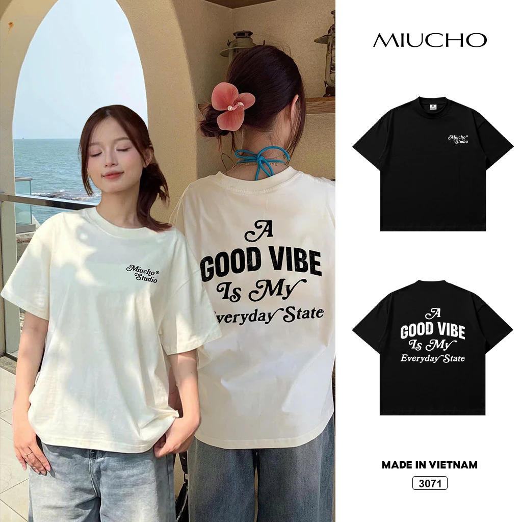 Áo thun boxy chữ basic dễ phối Miucho 3071