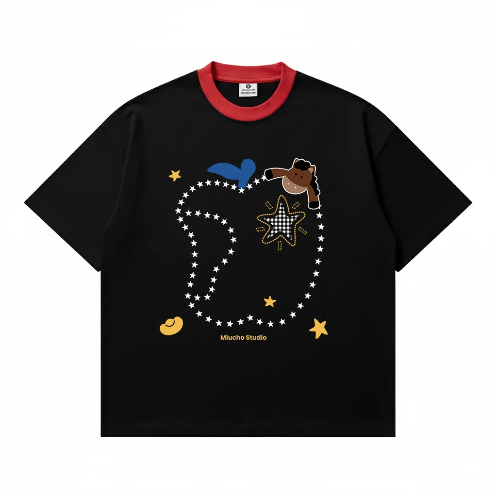 Áo thun boxy phối cổ mix màu đáng yêu Miucho thoáng mát dày dặn đứng form 2967_thumbnail_0