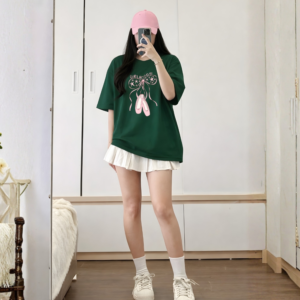 Áo thun unisex UX30-1172 nơ ballet hồng GIRLHOOD dáng oversized local brand WETEE