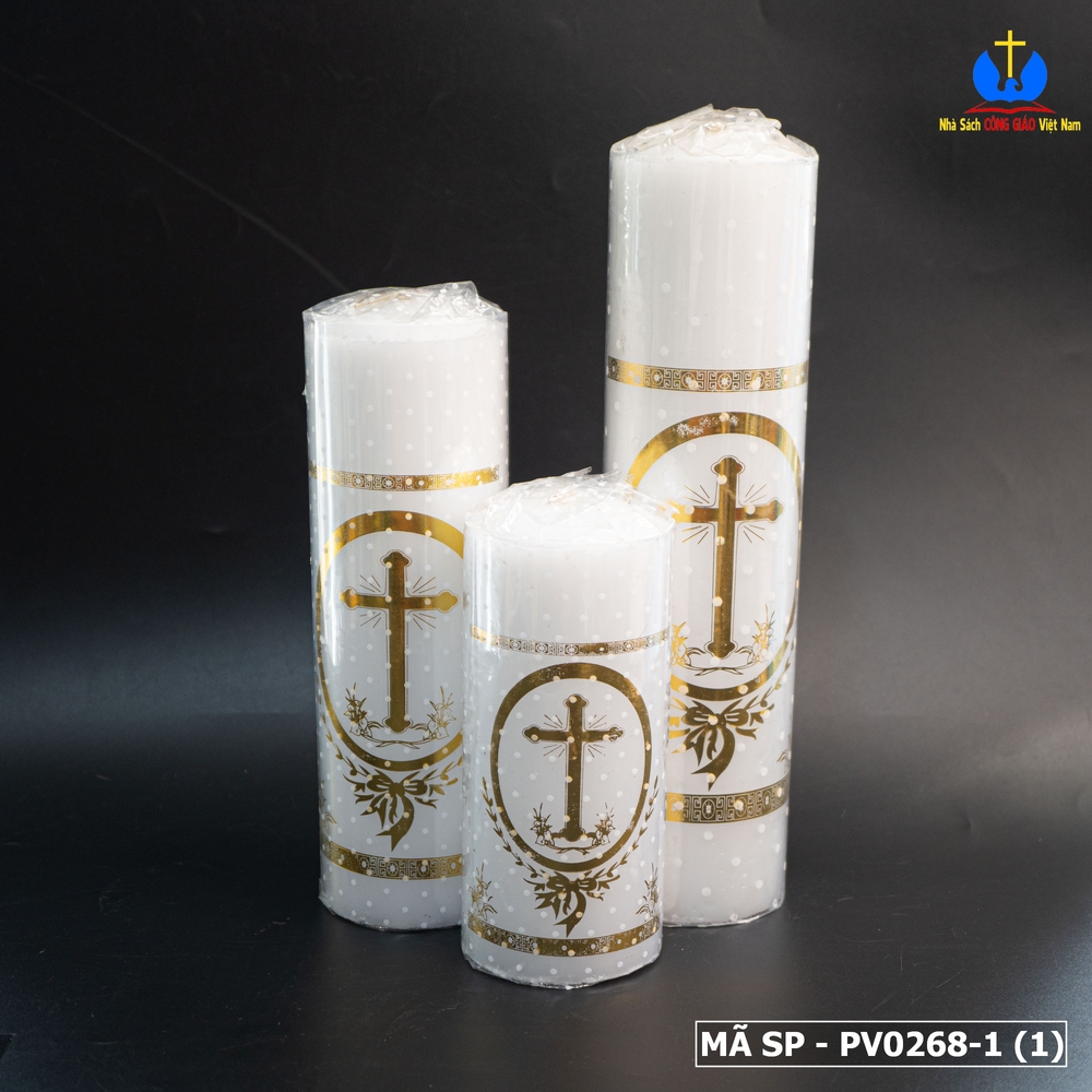 Nến trụ thánh giá vàng 15cm x 6.5cm