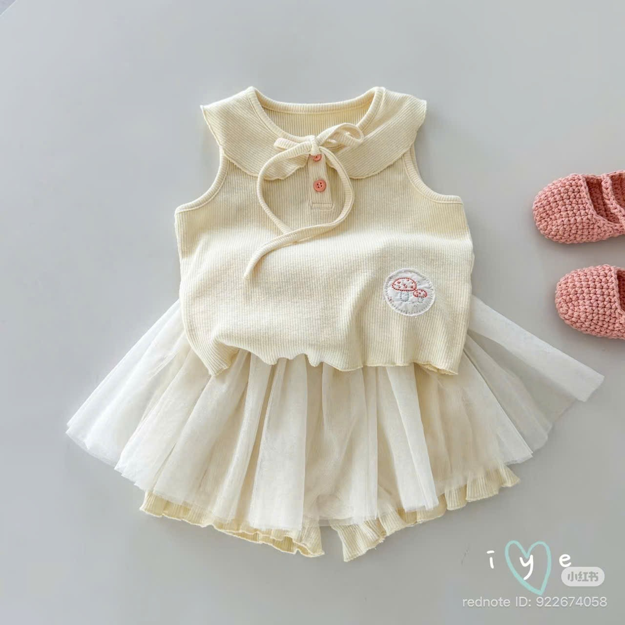 A93 - Set cotton cổ sen thêu hoa 2 chi tiết hãng IYE (Sz80-100)