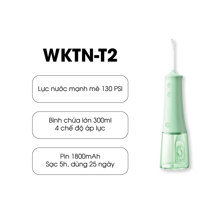 MÁY TĂM NƯỚC VỆ SINH RĂNG MIỆNG ÁP LỰC MẠNH WINKI - T2 - WKTN-T2