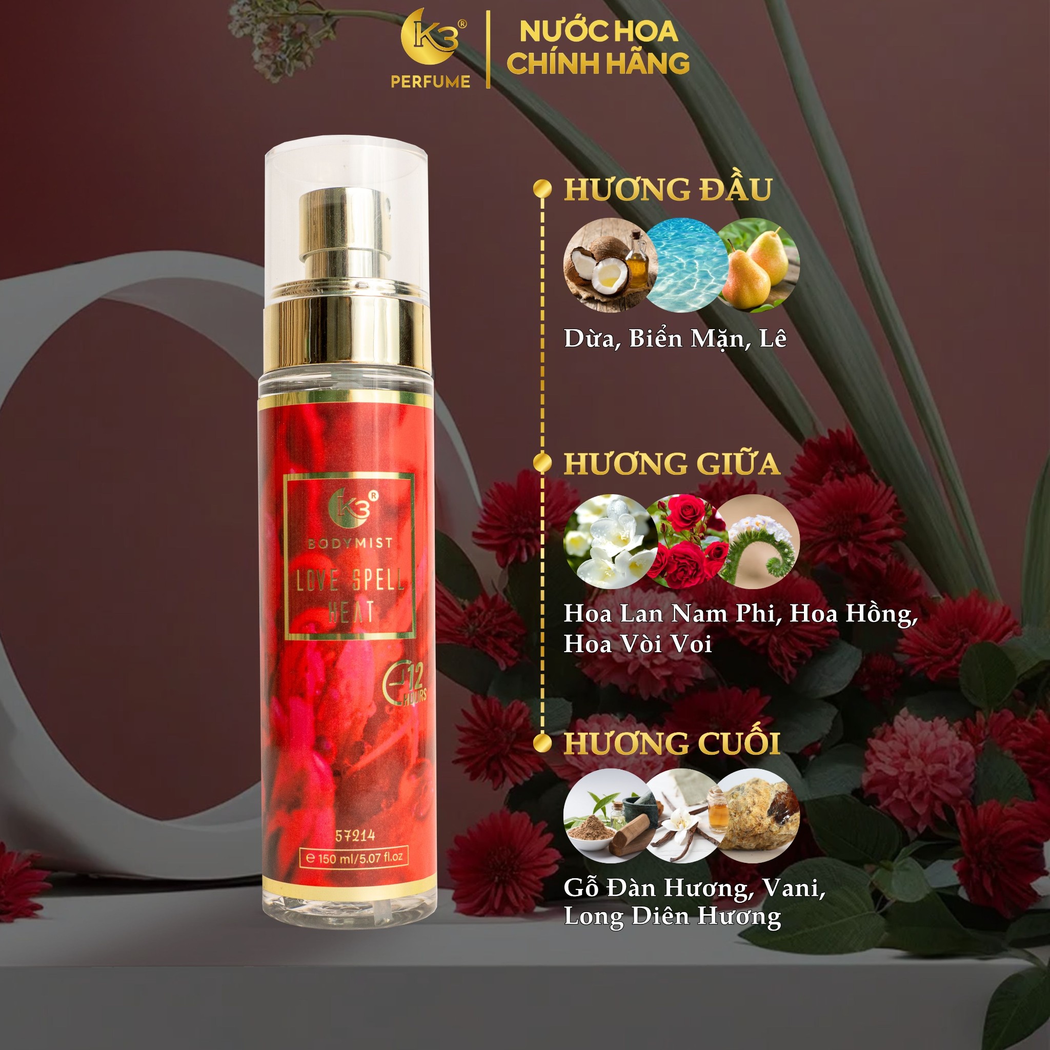 Body Mist Nữ Love Spell Heat