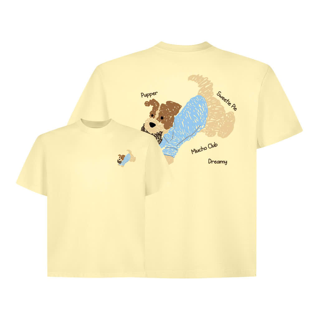 Áo thun boxy hình cún dễ thương 2596 Miucho vải cotton thoáng mát phong cách Hàn Quốc in mix