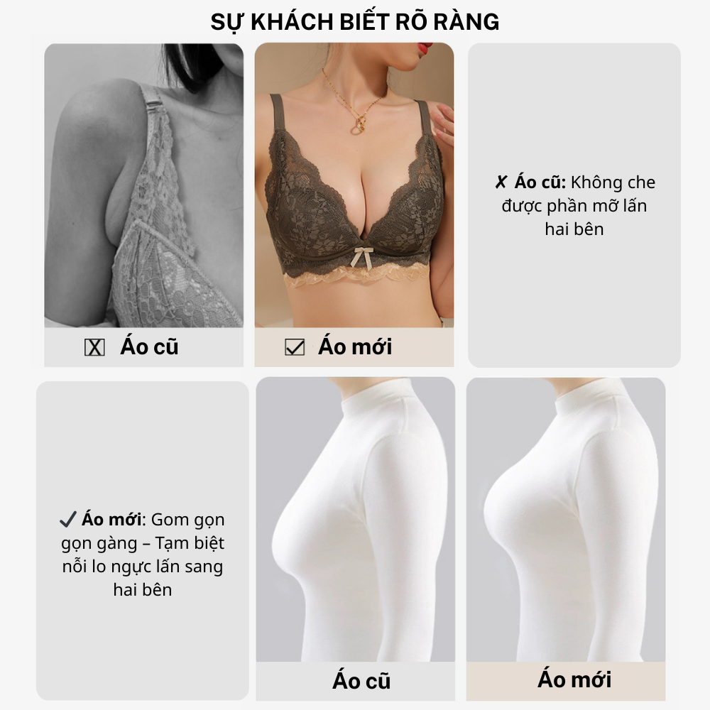 [Mã B73] Áo Ngực Nữ Ren Đệm 2cm Cao Cấp Áo Lót Nữ Ren Mềm Mại Nâng Dẩy Không Gọng Vikam Size 34-38 Màu Đen Kem Đỏ Nâu Xanh_thumbnail_2