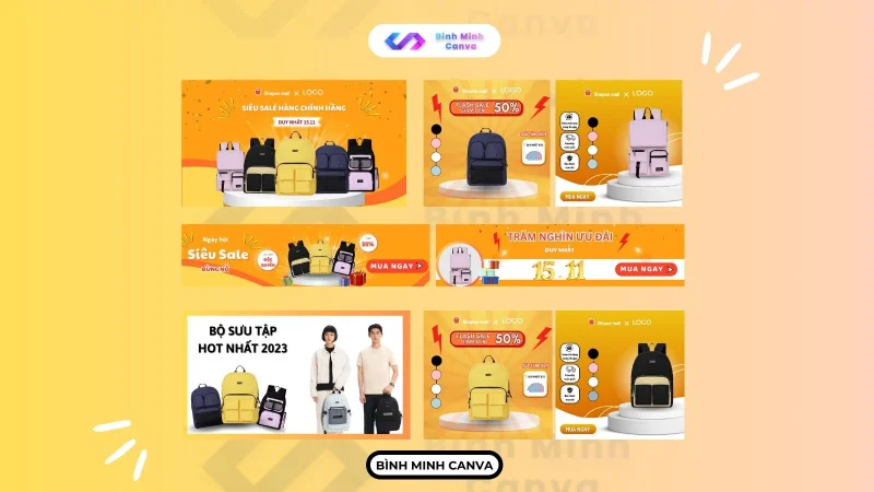 Bộ Templates Shopee/Lazada Balo – Tone màu cam