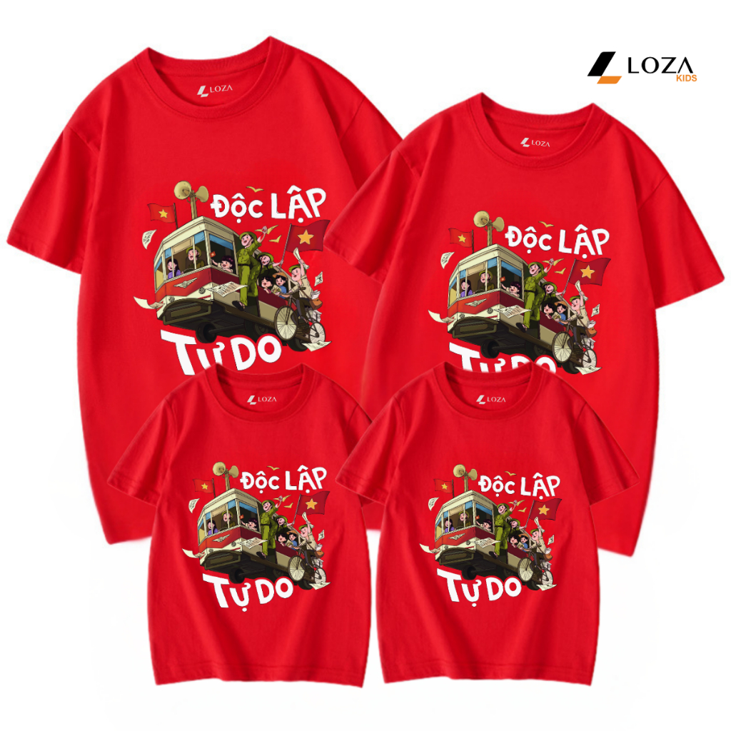 Áo phông gia đình Độc Lập Tự Do, Việt Nam nón lá Loza Kids 2025 – Mã GĐ007_thumbnail_3