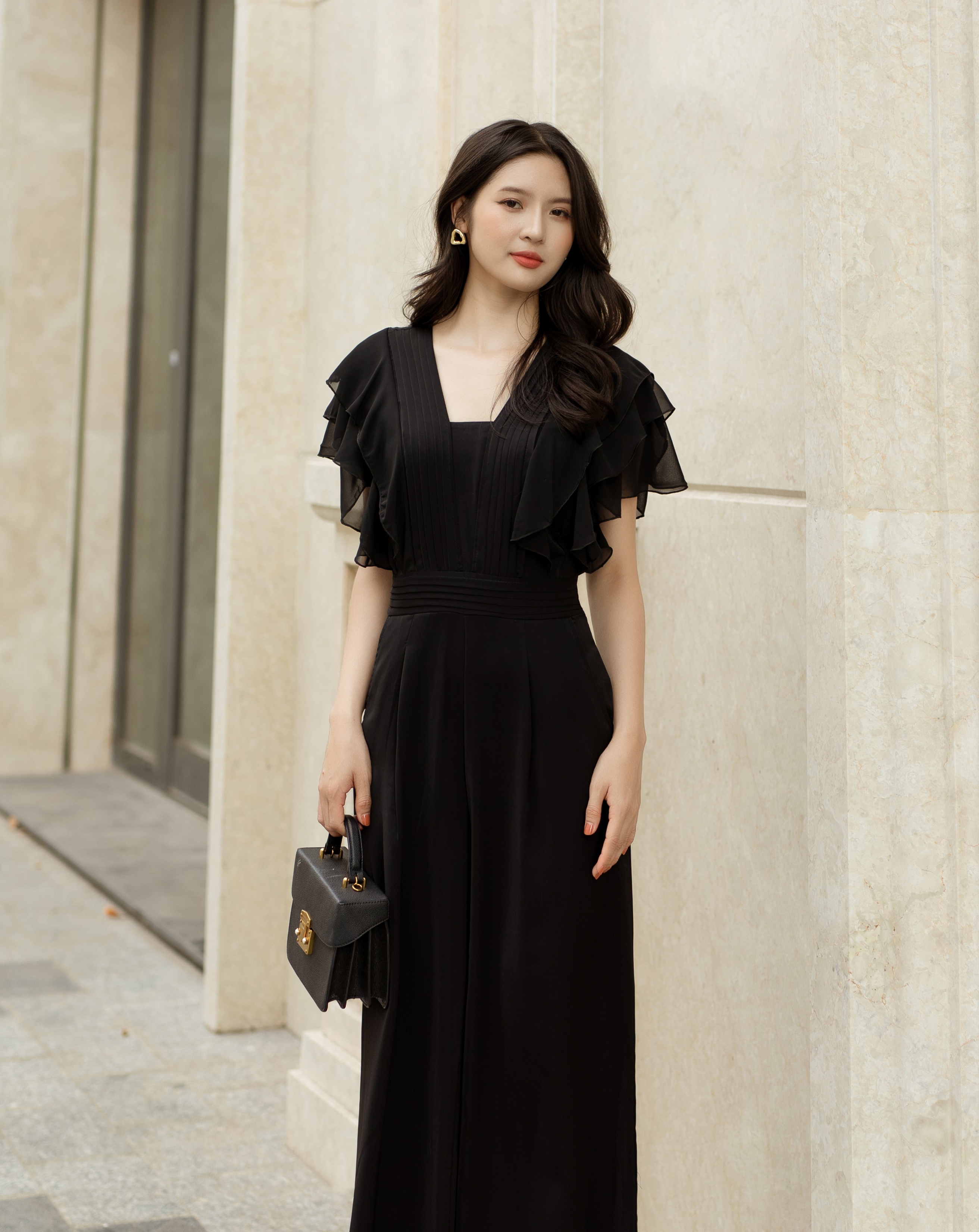 Jumpsuit ống suông xếp ly tay cánh tiên_thumbnail_3