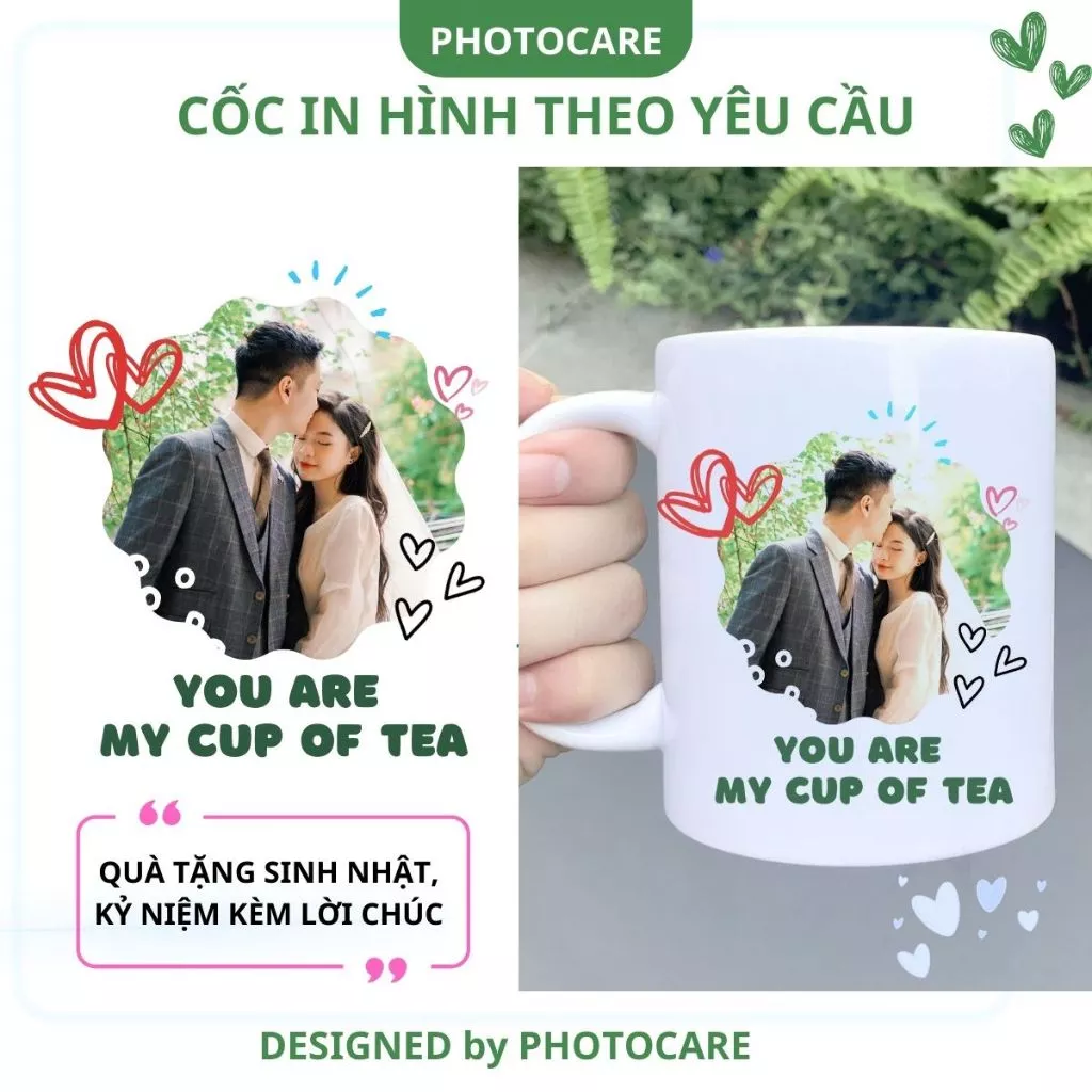 Ly sứ trắng in hình theo yêu cầu, quà tặng sinh nhật ý nghĩa cho bạn bè, người yêu, người thân