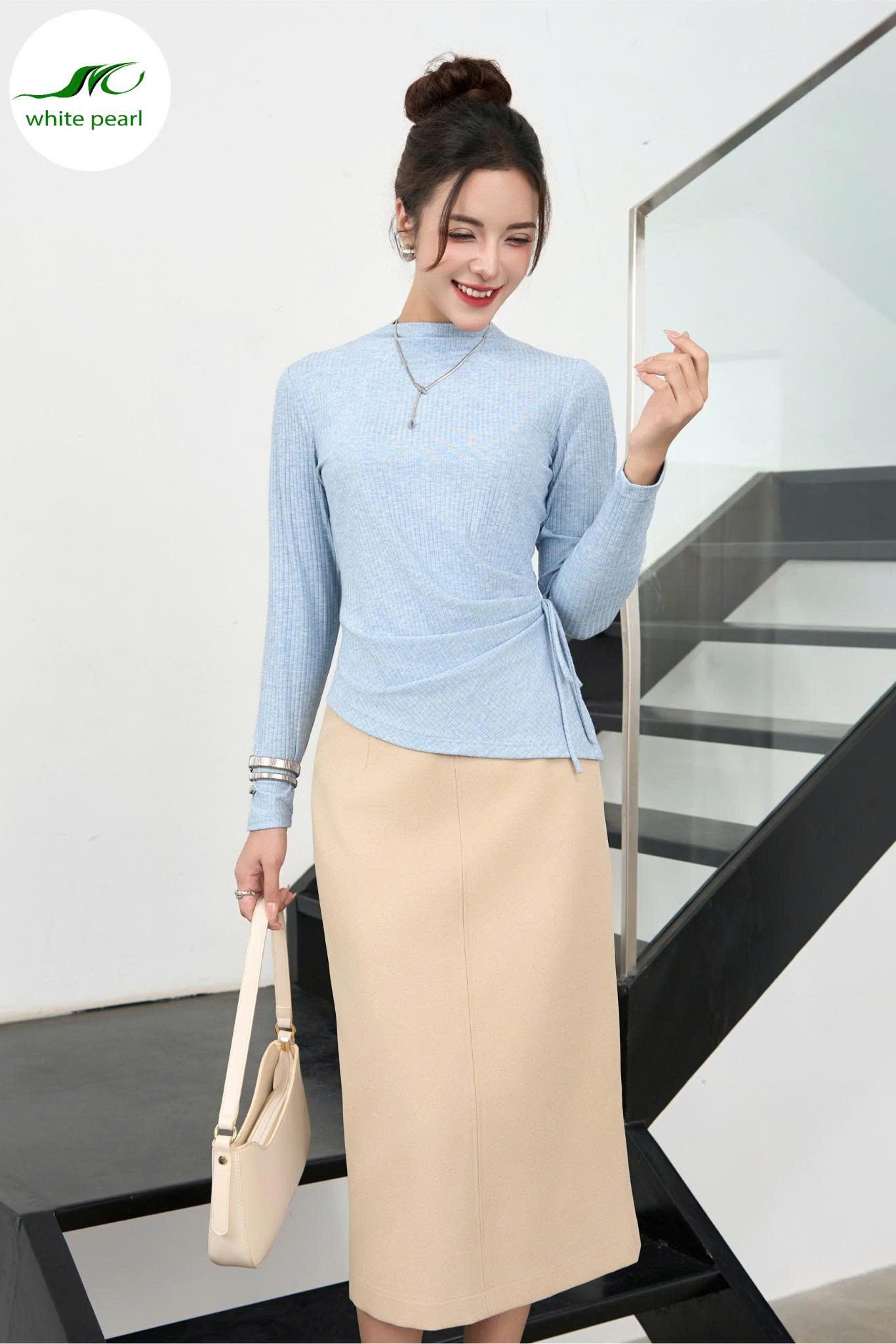 Áo thun dún eo Thời Trang Công Sở Nữ White Pearl_thumbnail_2