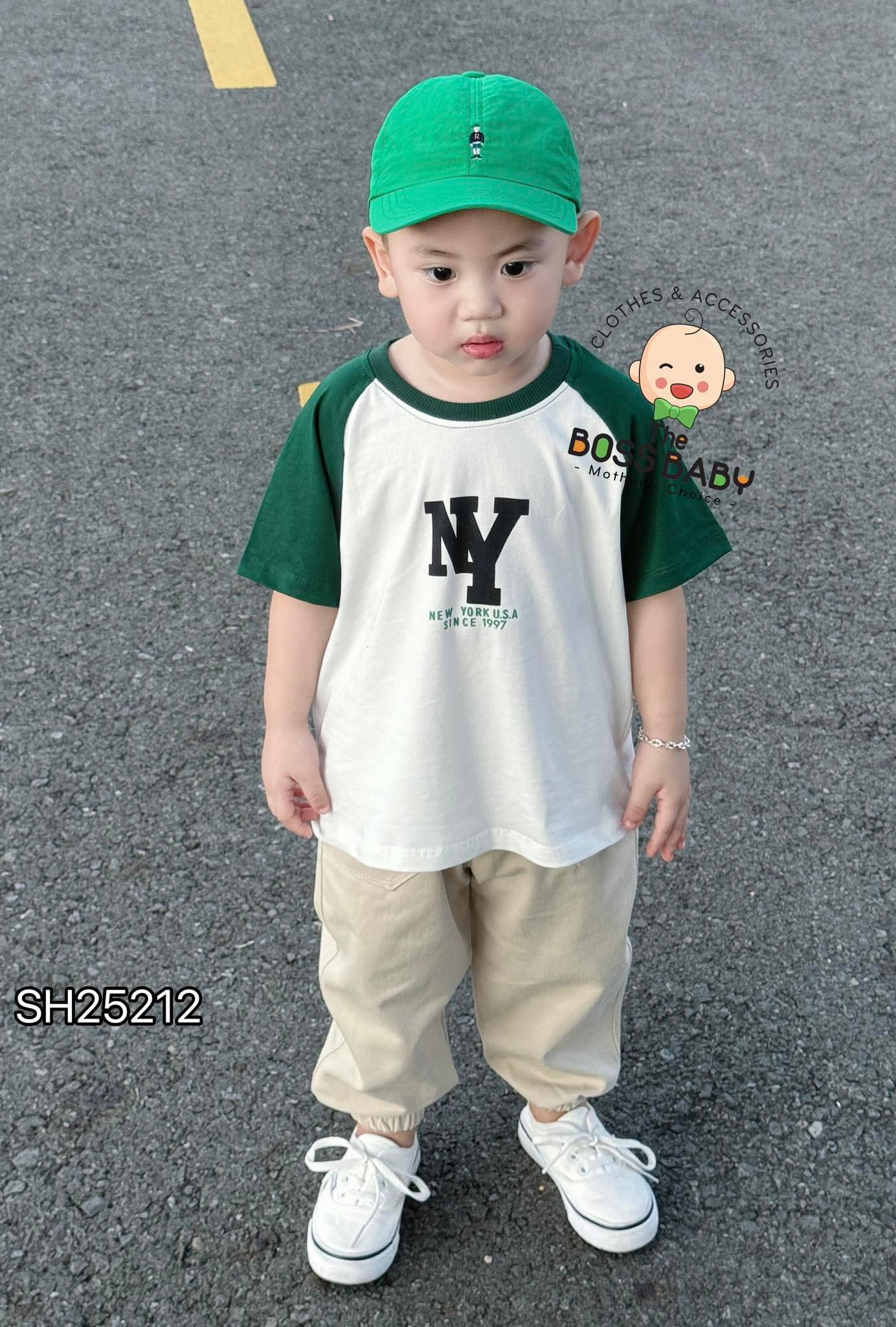 Set bộ kaki quần jogger be tay phối xanh NY