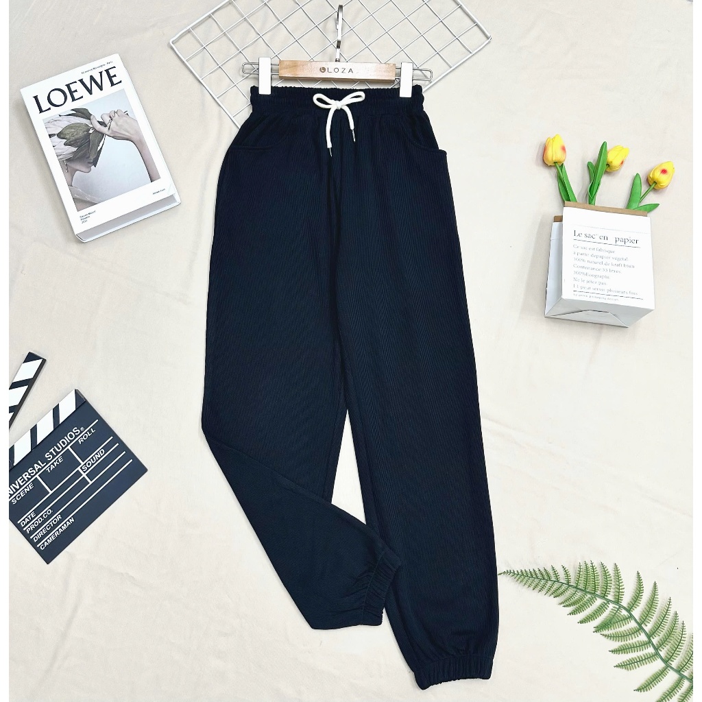 Quần Jogger nữ bo gấu có túi sườn và túi hậu - Quần nỉ thu đông nữ chất nỉ tăm Loza LQ114223