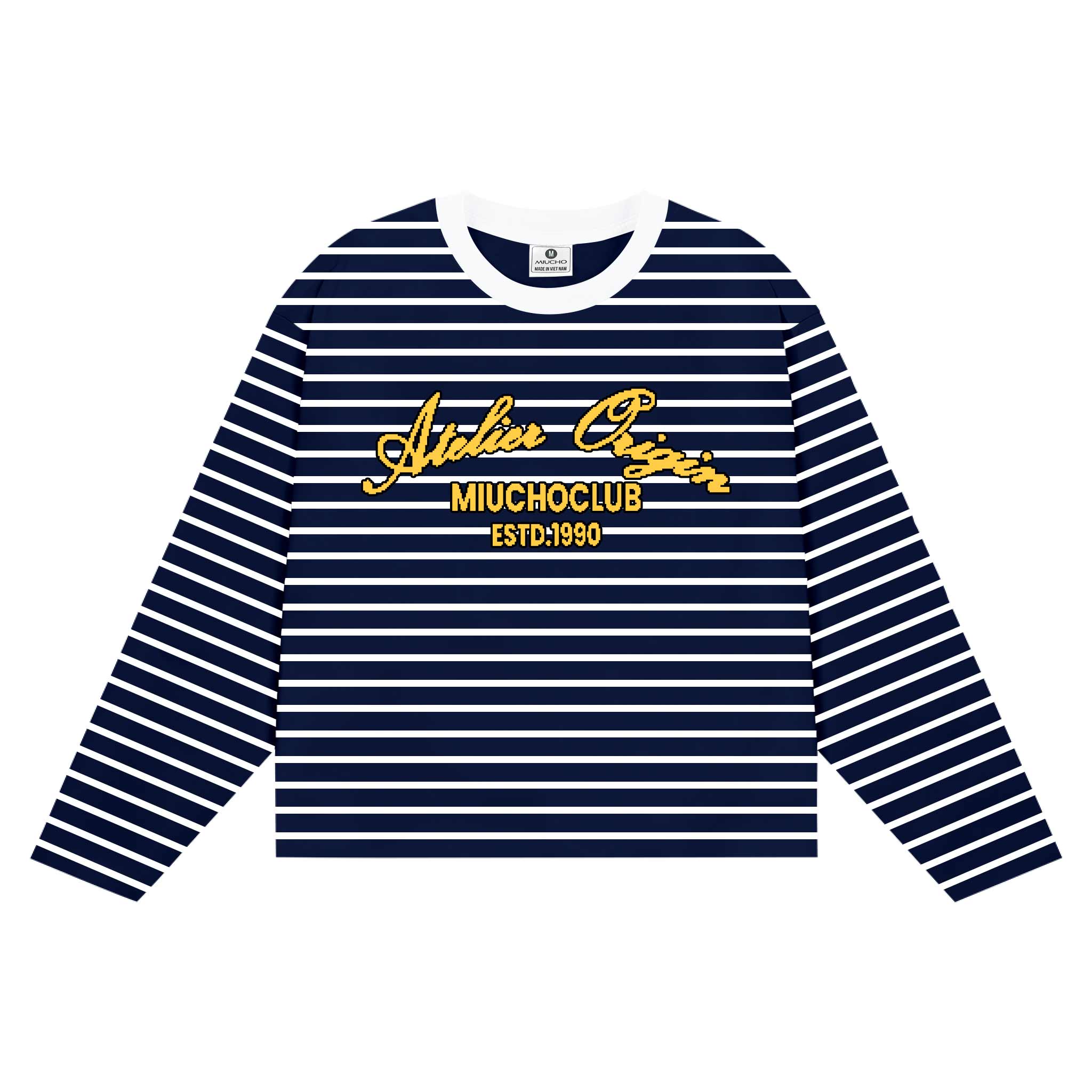Áo thun boxy nam nữ Miucho vải bo rip thoáng mát dày dặn tay dài kẻ sọc cổ tròn 2698_thumbnail_5
