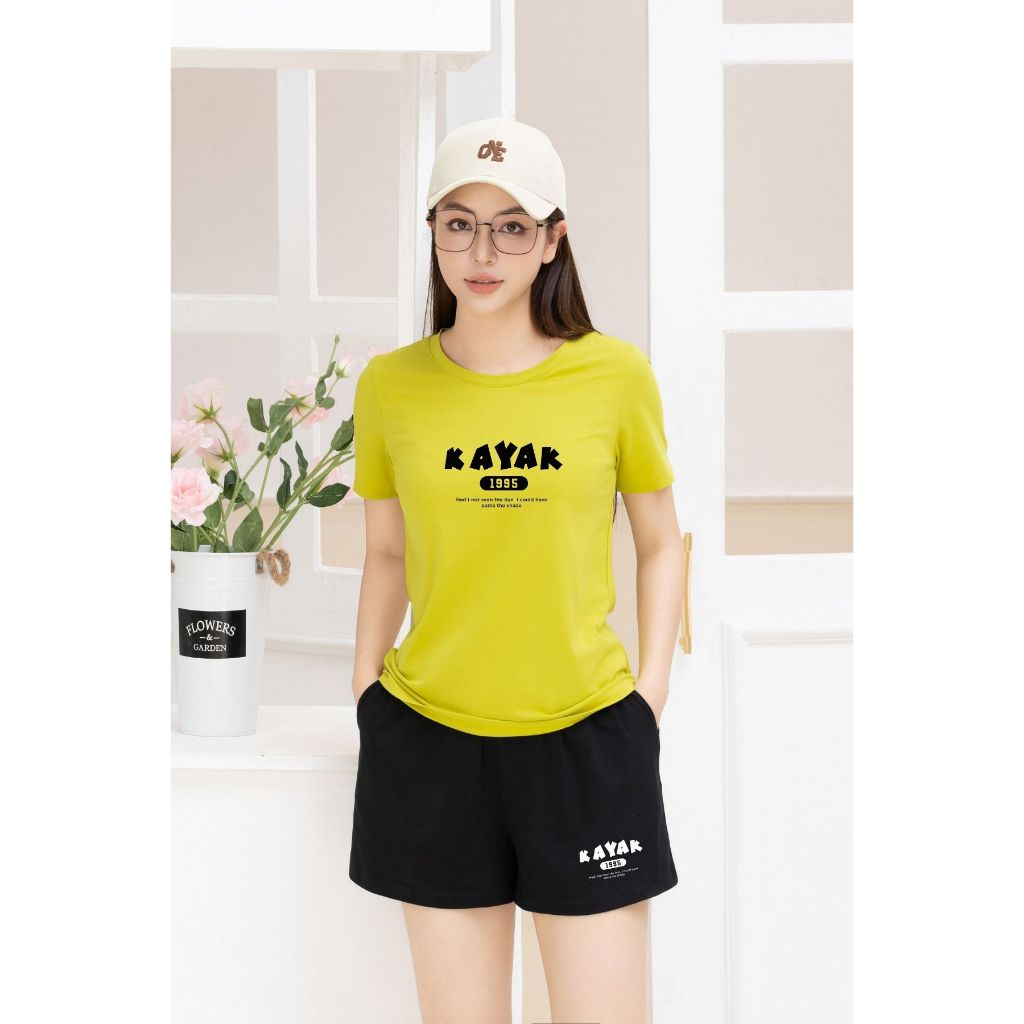 [Form vừa] Bộ đồ nữ in chữ KAYAK - Set đồ nữ cộc tay mặc nhà/ đi chơi LOZA VP38_thumbnail_2