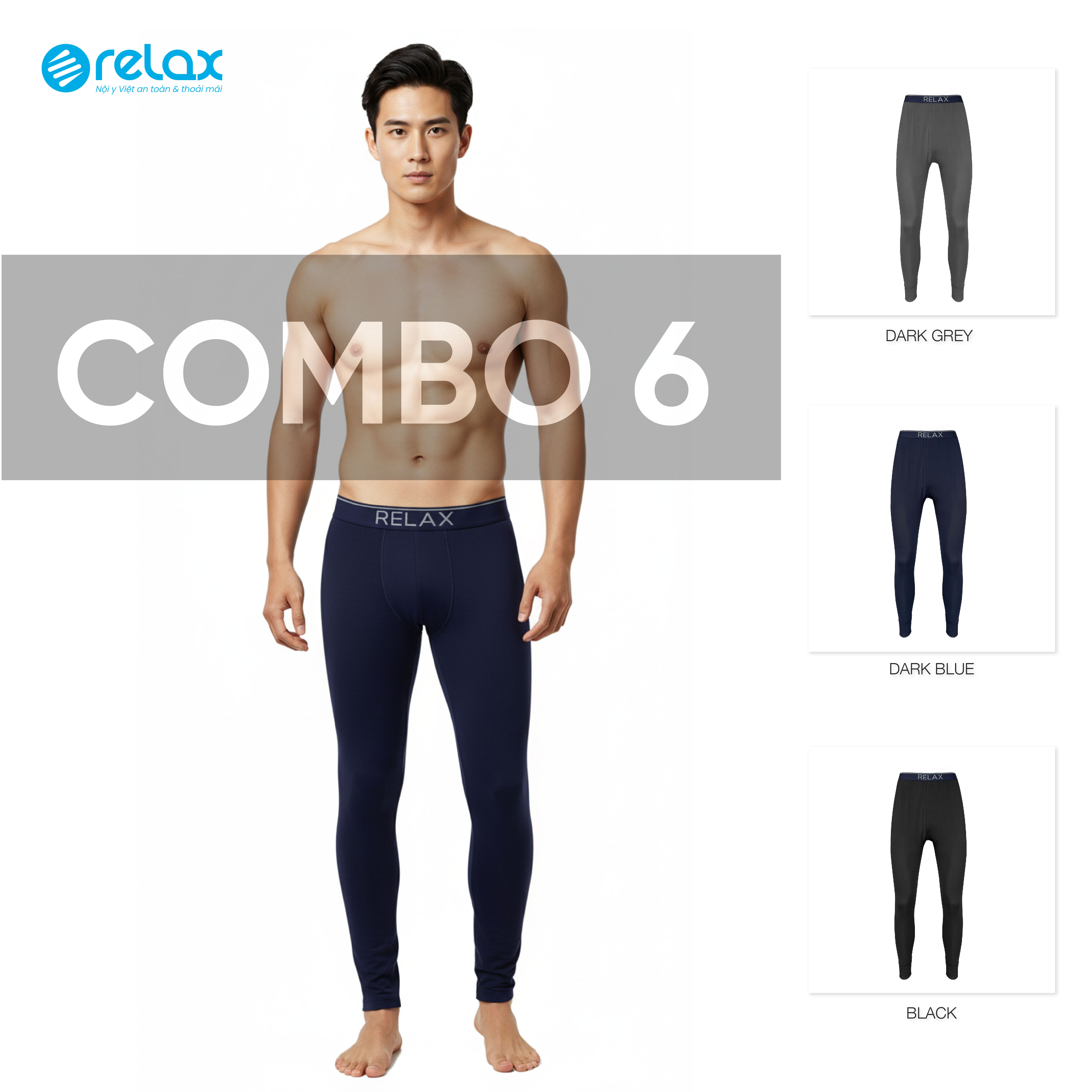 RLTK081 - COMBO 6 QUẦN DÀI GIỮ NHIỆT NAM RELAX