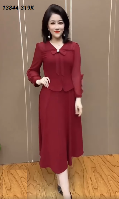 13844-Đầm xòe tay voan bèo cổ thắt nơ (voan + lótFREESHIP_thumbnail_0