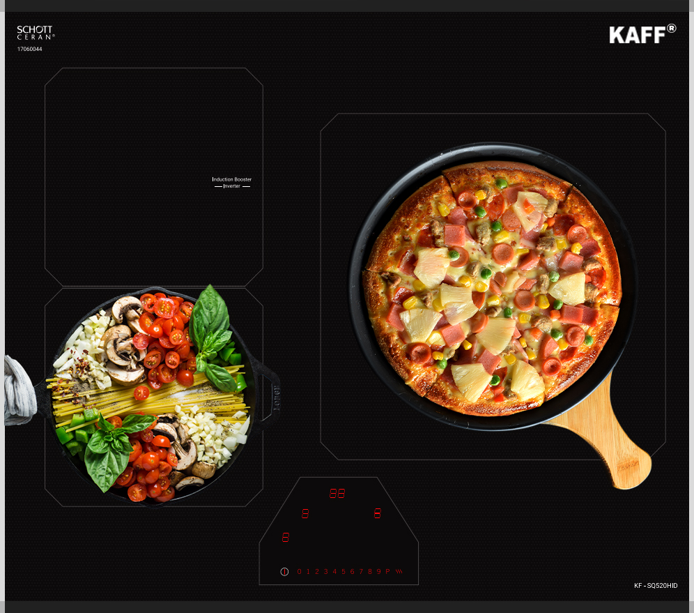 Bếp từ Kaff KF-SQ520HID thiết kế bảng điều khiển dạng trượt Slider Control