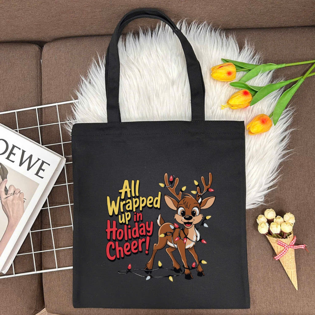 Túi tote vải canvas hình người tuyết, ông già Noel có khóa kéo và ngăn phụ WE TEE - WTU05_thumbnail_8