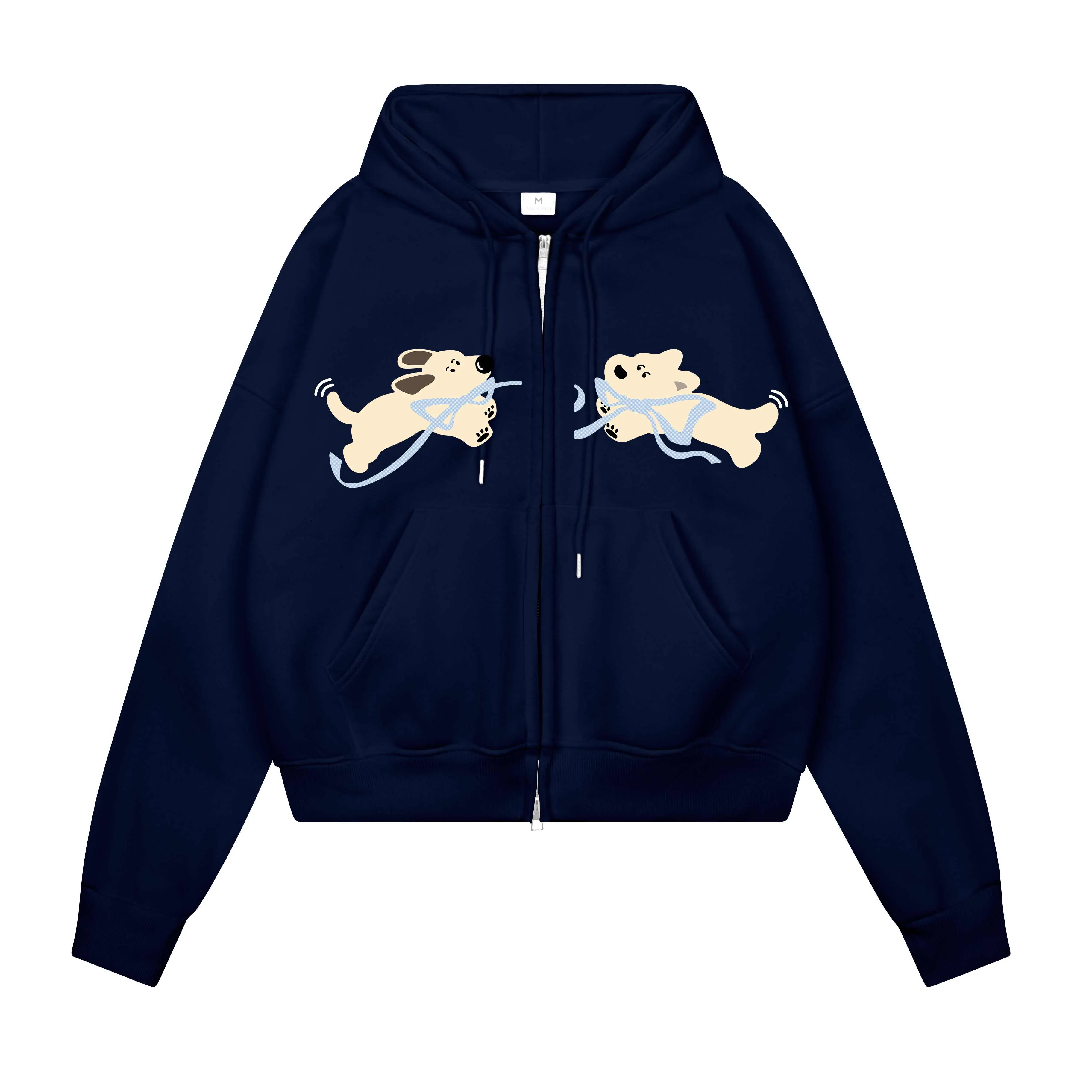 Áo khoác hoodie zip boxy nỉ 2 da 2653 Miucho thoáng mát dày dặn hình cún đáng yêu_thumbnail_11