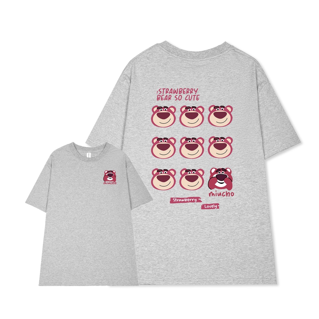Áo thun gấu dâu lotso form rộng AT364 Miucho basic tee tay lỡ dành cho nam nữ in graphic_thumbnail_7