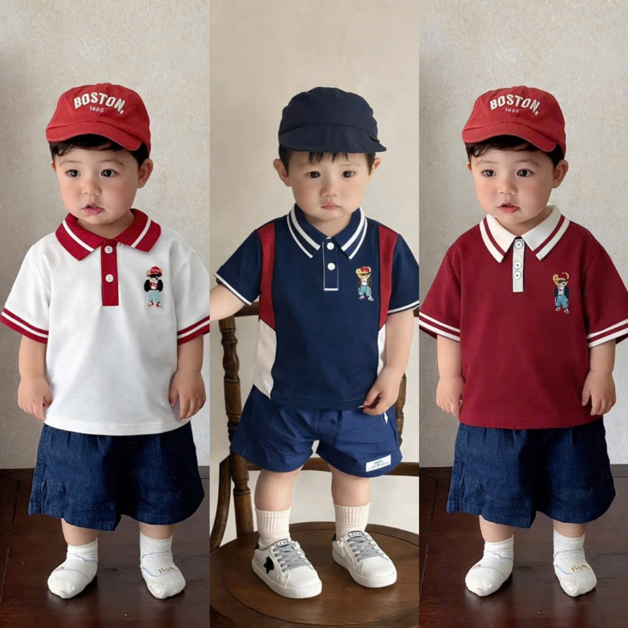 B71 SET 4 ÁO POLO GẤU ĐEO KÍNH- A106.281