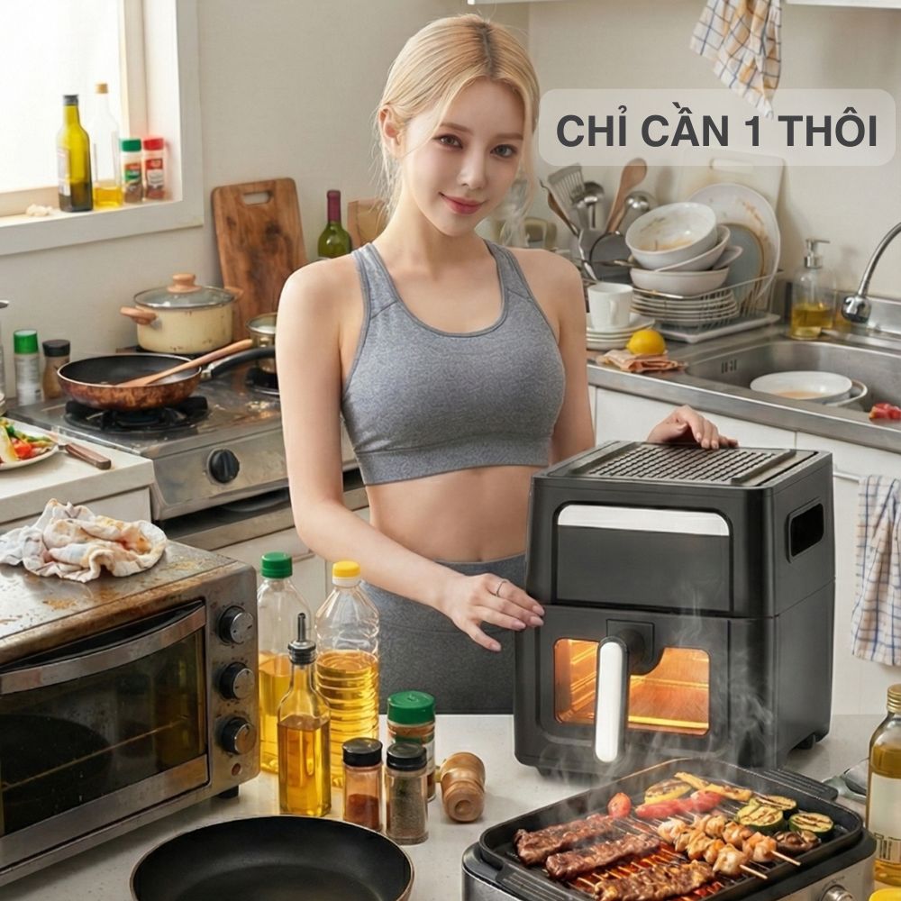 Nồi Chiên Không Dầu Kèm Vỉ Nướng 2-in-1 Mishio MK407: Nâng Tầm Món Ngon, Tiện Lợi Vượt Trội_thumbnail_7