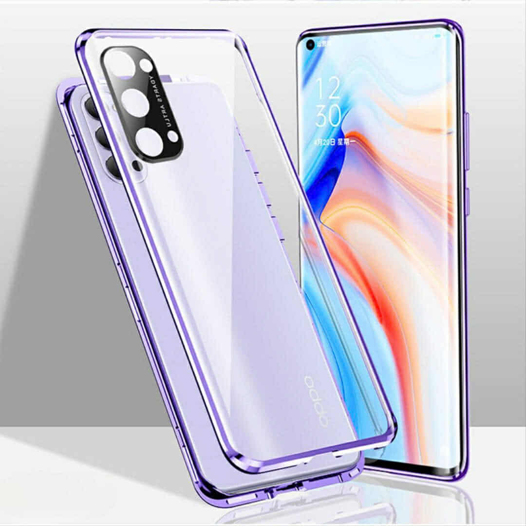 Ốp lưng điện thoại 2 mặt dành cho điện thoại oppo với khung viền bằng kim loại_thumbnail_2