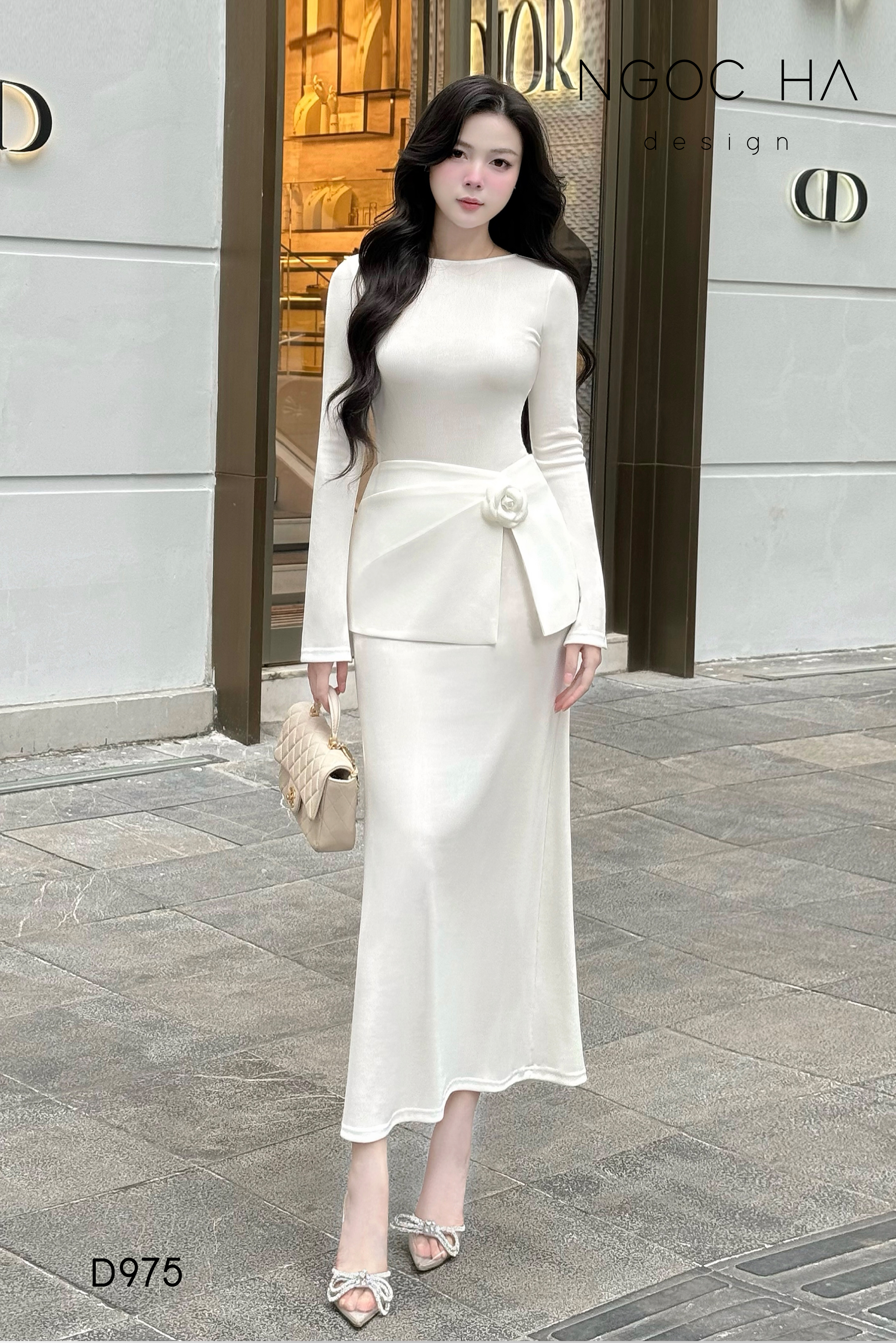 Lisa Dress_ Đầm Thun Ôm Kết Hợp Chân Váy Choàng Hông D975