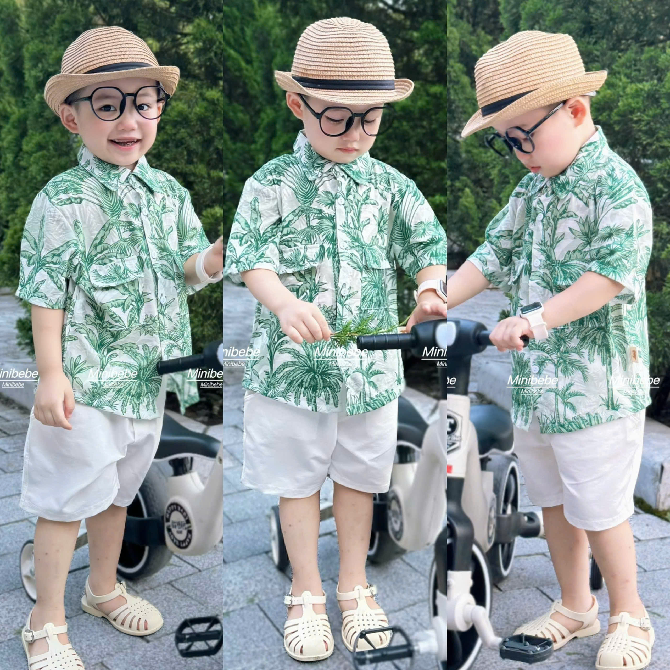 R05 BỘ SƠ MI CÂY DỪA XANH TRẮNG 2 TÚI- A108.297