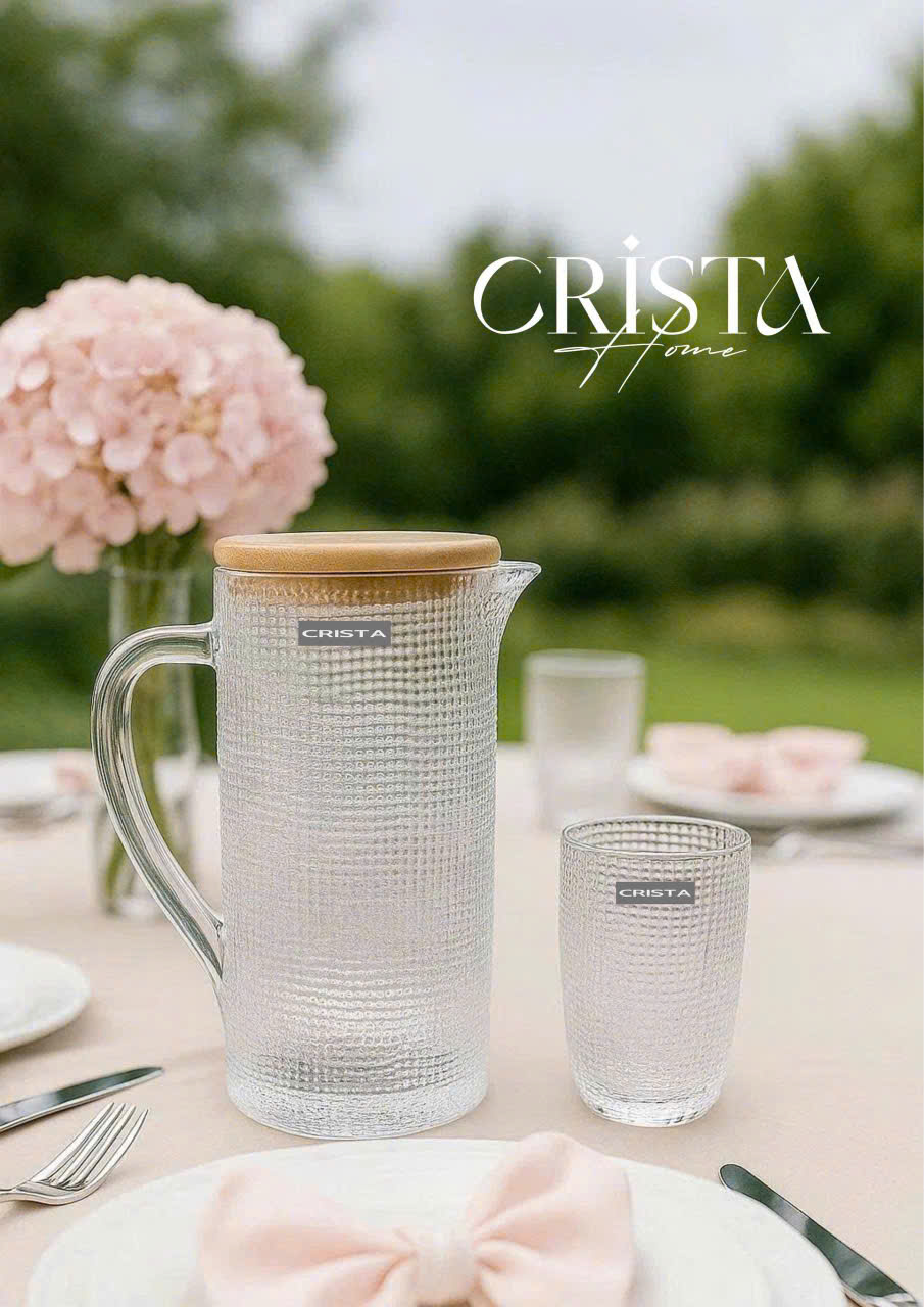 Bình thủy tinh CRISTA HOME vân lưới dập nổi 1000 ml_thumbnail_1