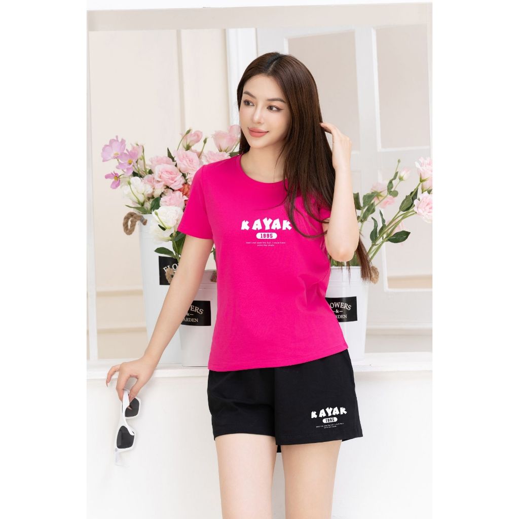 [Form vừa] Bộ đồ nữ in chữ KAYAK - Set đồ nữ cộc tay mặc nhà/ đi chơi LOZA VP38_thumbnail_8
