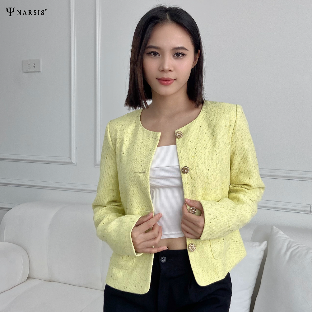 Áo Khoác Dạ Nữ 2 Lớp Narsis Dày Dặn Có Đệm Vai, Thiết Kế Tiểu Thư Thanh Lịch, Nhã Nhặn_thumbnail_3