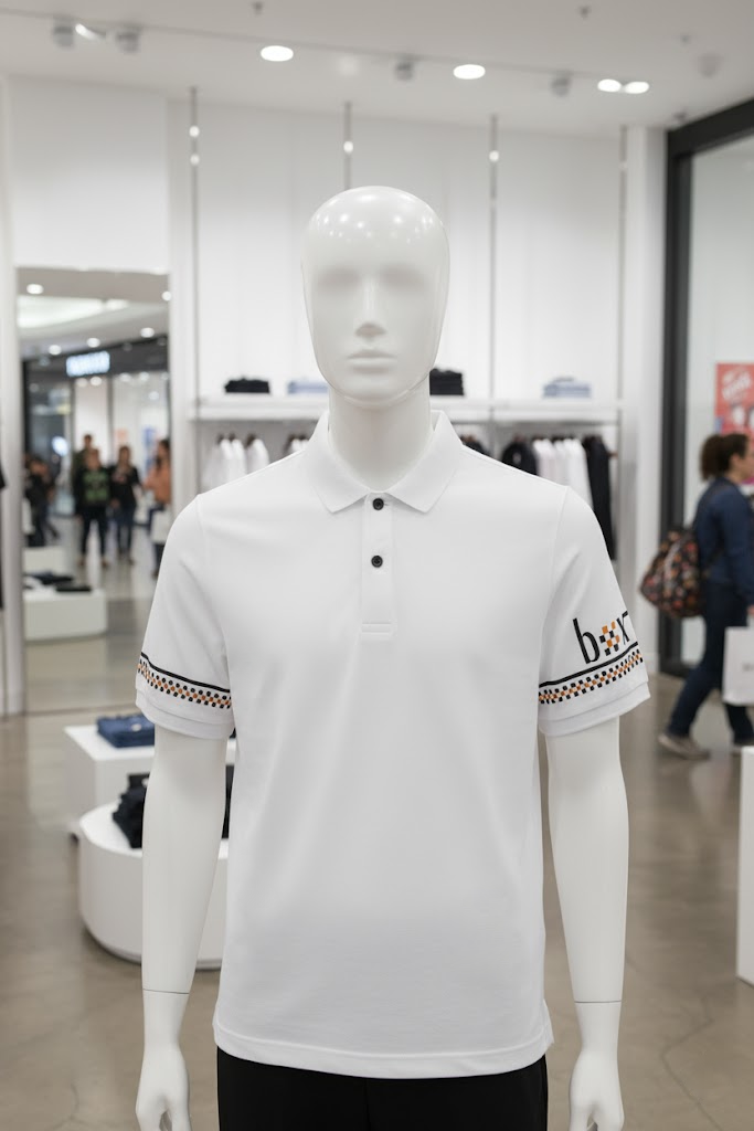 Áo Polo nam phối họa tiết tay box