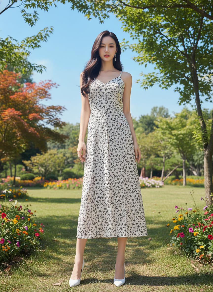 Đầm midi 2 dây hoa nhí xinh xắn_thumbnail_4