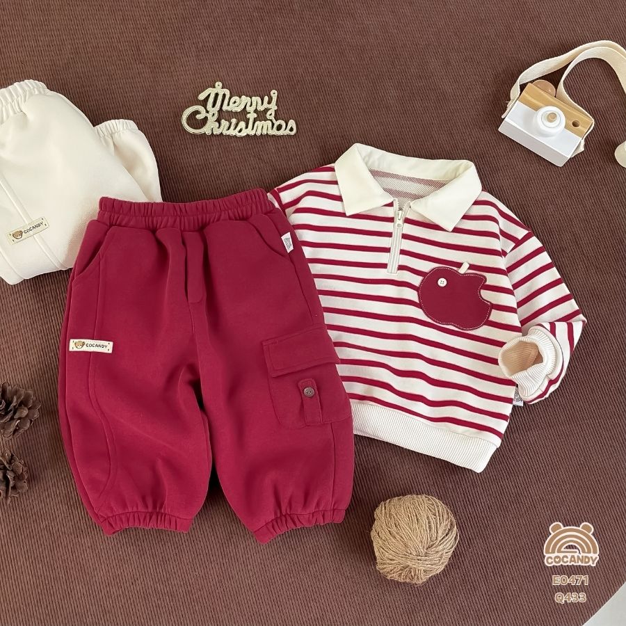 Quần dài ĐỎ phối 1 túi ốp sườn logo COCANDY