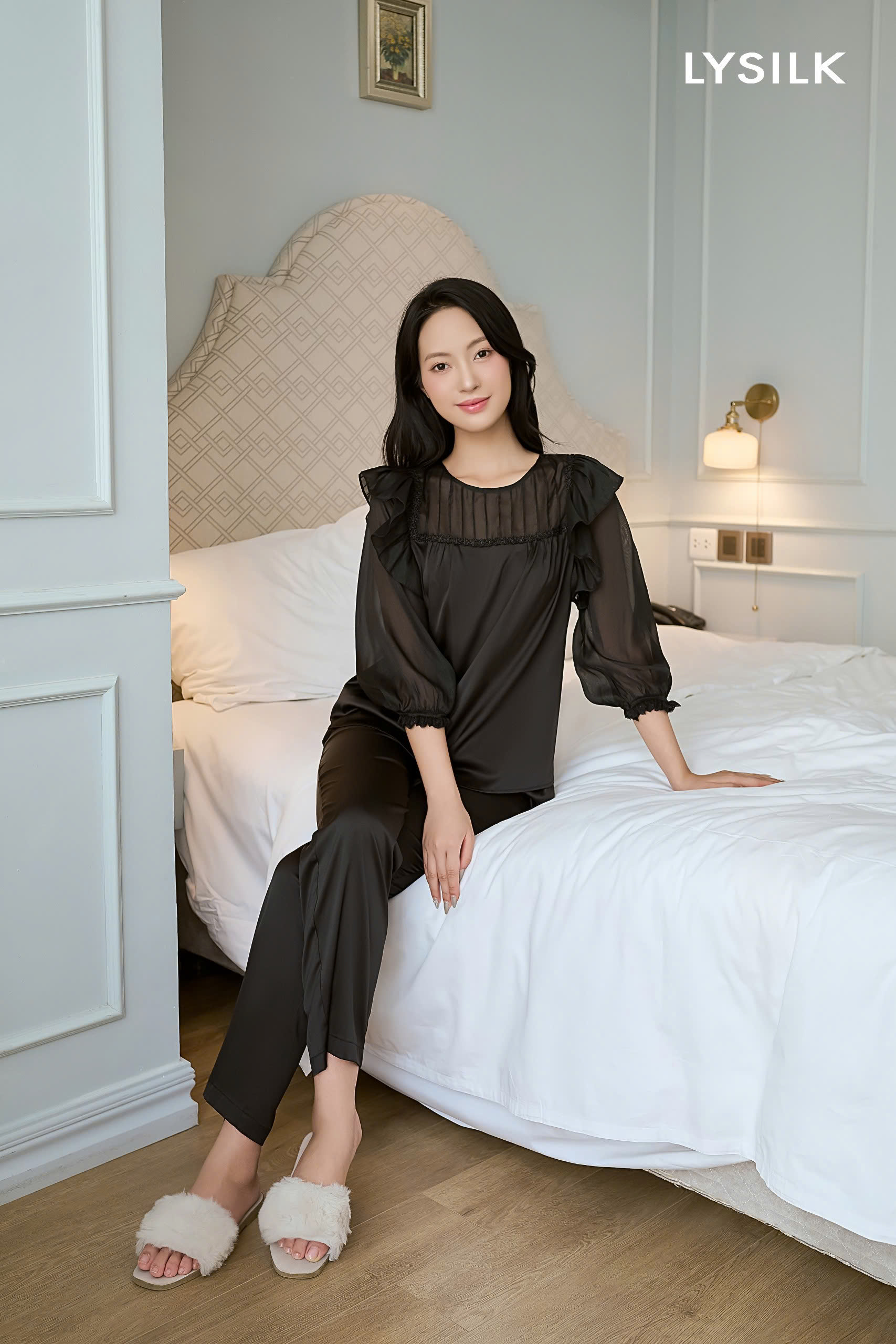 Bộ lụa áo dài tay, quần dài BN549_thumbnail_4