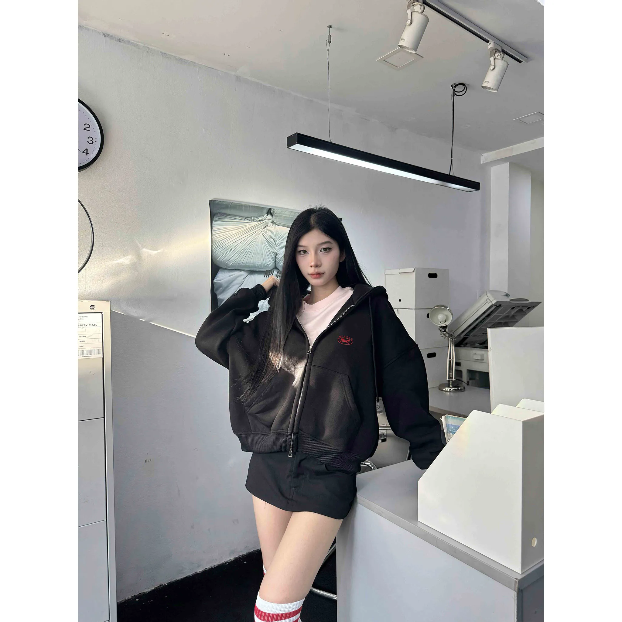 Áo hoodie zip form boxy phong cách cổ điển 2577 Miucho chất vải nỉ bông cao cấp thoáng mát in mix_thumbnail_3