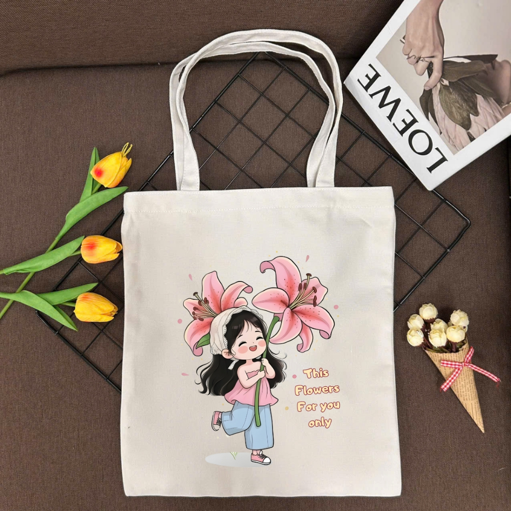 Túi tote vải canvas hình cô gái hottrend, đeo vai, có khoá kéo và ngăn phụ WE TEE - WTU04_thumbnail_15