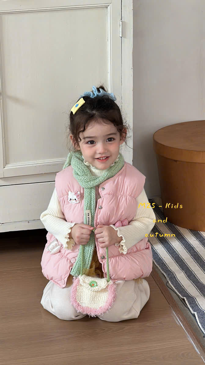 (M75) Áo khoác phao gile màu hồng Mos Kids