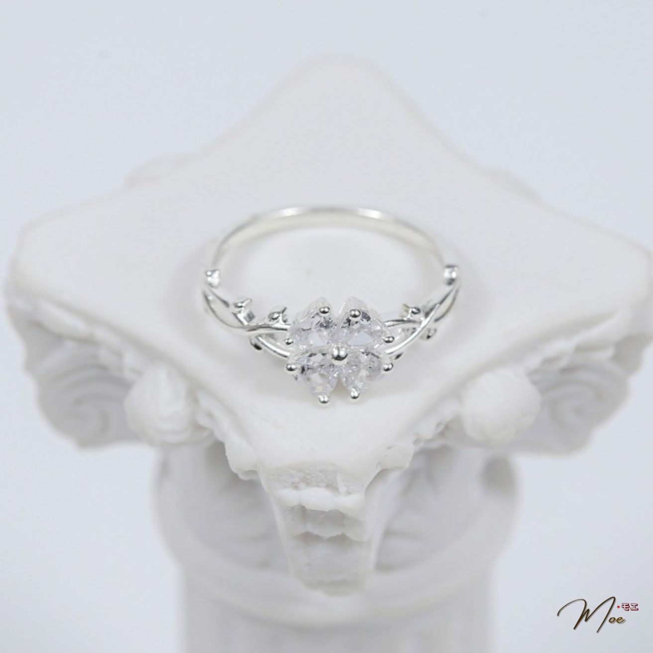 N161 - Nhẫn cỏ 4 lá thạch anh cách điệu_thumbnail_3