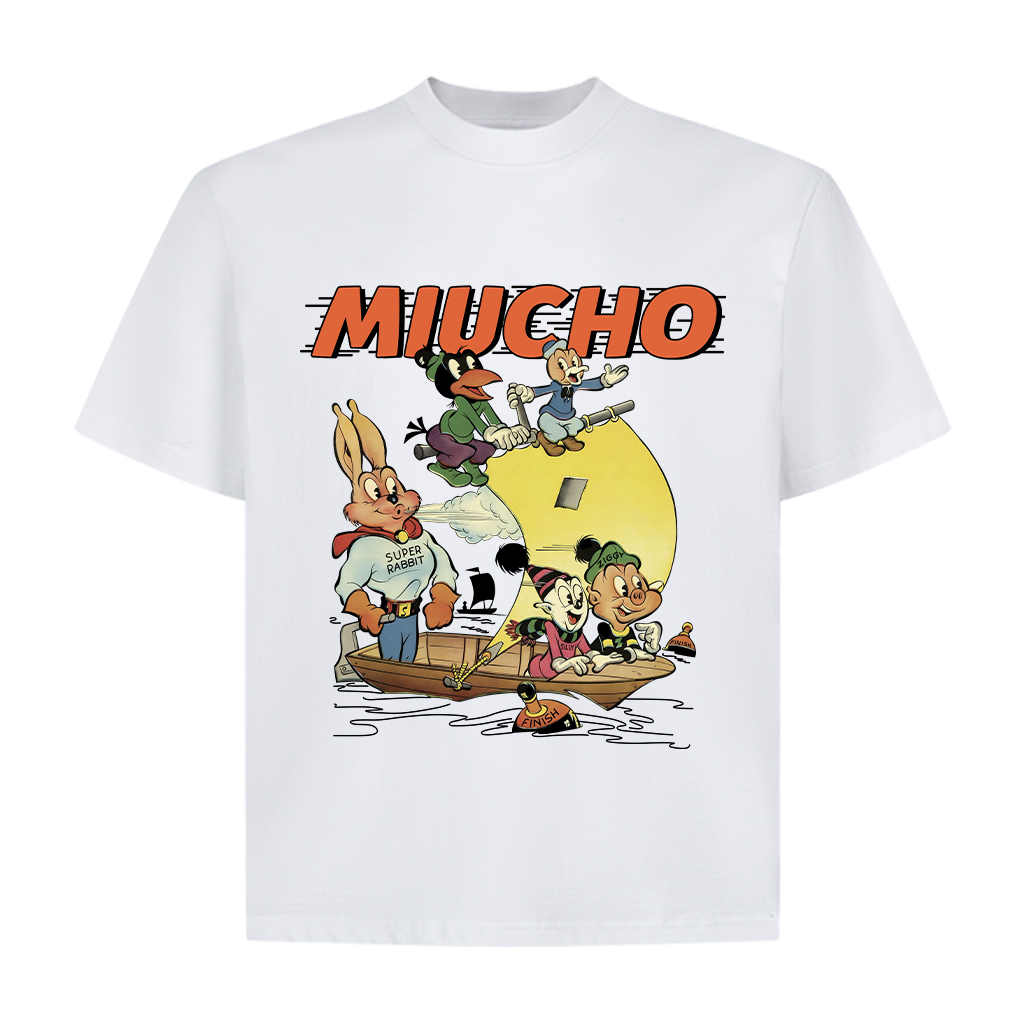 Áo thun boxy hoạt hình 2328 Miucho cổ tròn chất vải cotton 2 chiều cao cấp dày dặn in mix_thumbnail_0