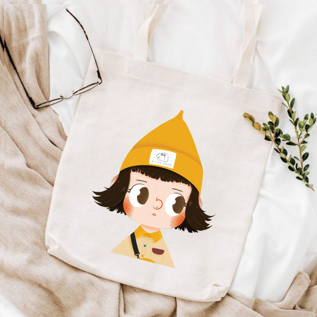 Túi tote in hình Cô gái - Túi vải canvas kích thước 33x37cm đựng vừa A4  và laptop - TOTE23_thumbnail_10