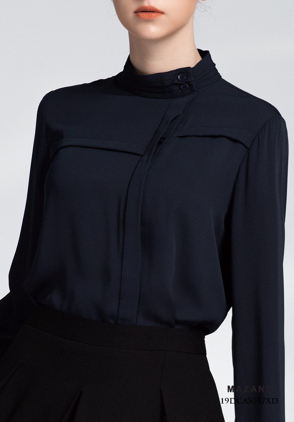 Áo sơ mi xanh than cổ tàu cách điệu_thumbnail_4