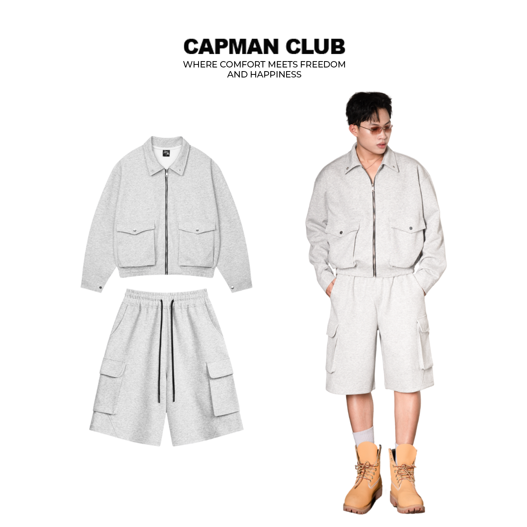( TẶNG QUẦN NGỦ  ) Set phối quần lửng FLEX + khoác VARM form boxy unisex nam nữ vô tư