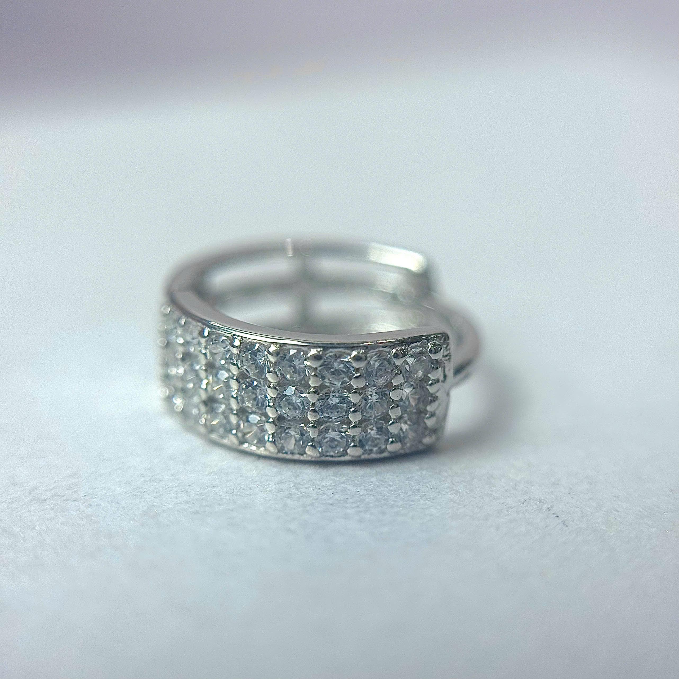 Khuyên vòng bạc xi kim 3 vòng kim cương dẹt_thumbnail_1