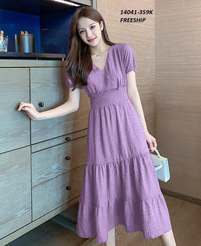 14041-Đầm xòe 3 tầng cổ đắp chéo sang trọng (vải tằm sốp,  lót )FREESHIP_thumbnail_2