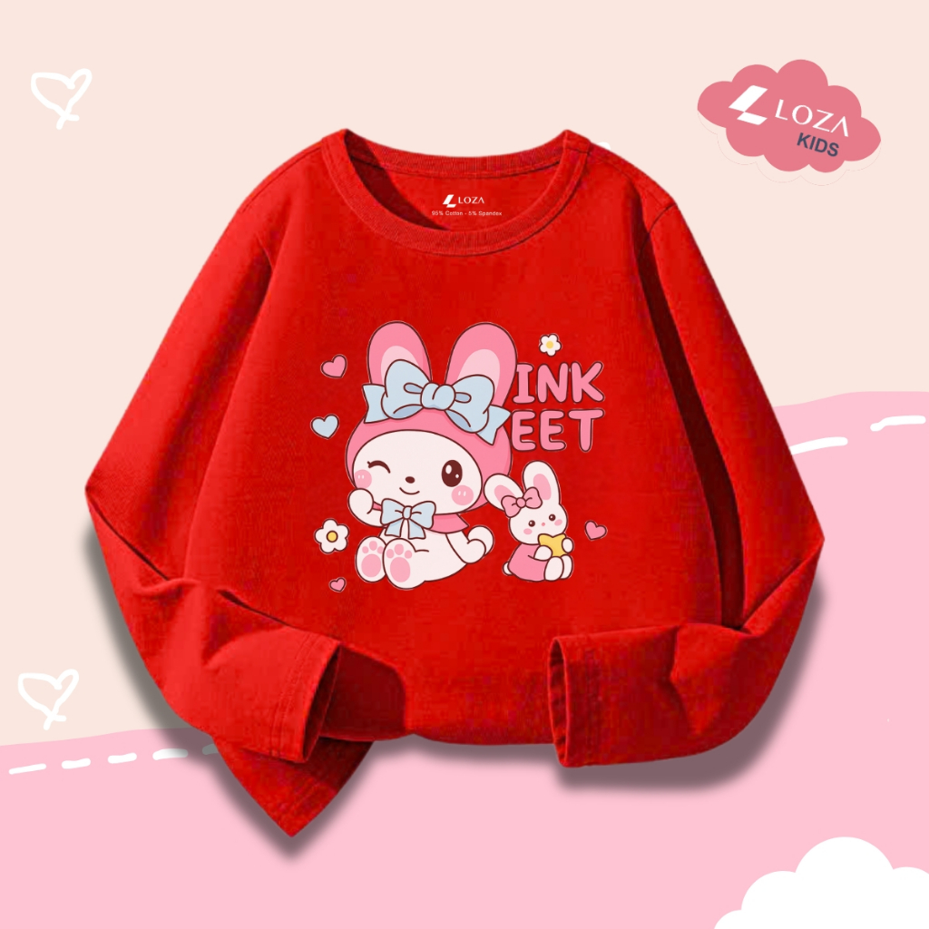 Áo thun dài tay bé gái in hình dễ thương - Loza Kids - KT001