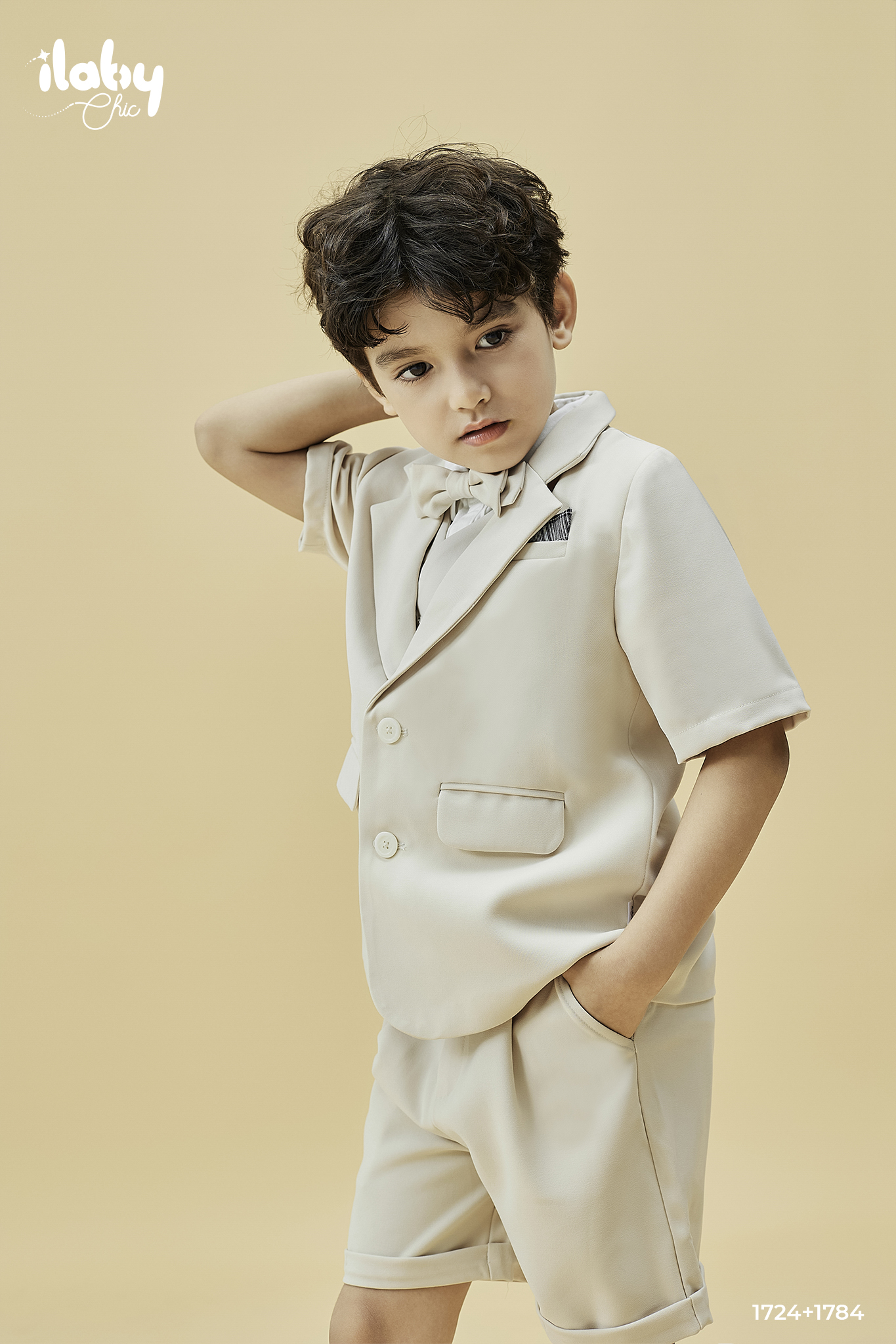 Set vest túi ngực giả khăn gấp kèm nơ_thumbnail_2